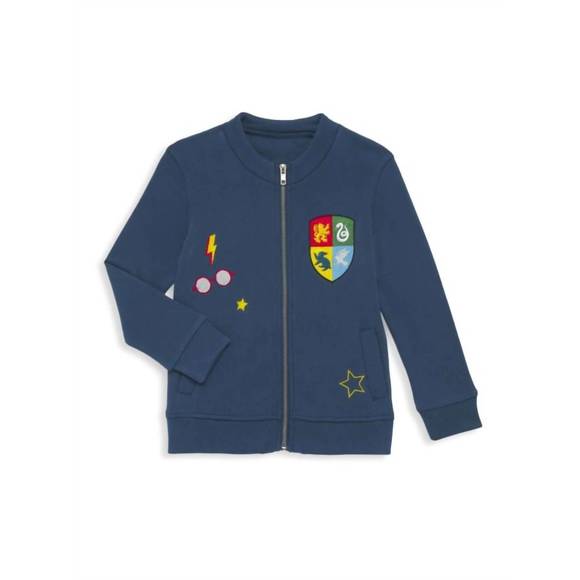 NEW CHASER boy's hogwarts zip up patch jacket in blue